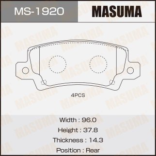 Колодки тормозные к-кт Masuma MS-1920 фото