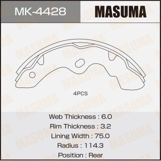 Колодки барабанные к-кт Masuma MK-4428 фото