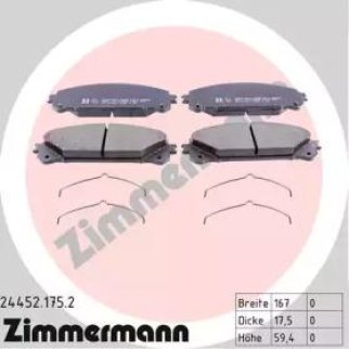 Колодки тормозные передние к-кт Zimmermann 24452.175.2 фото