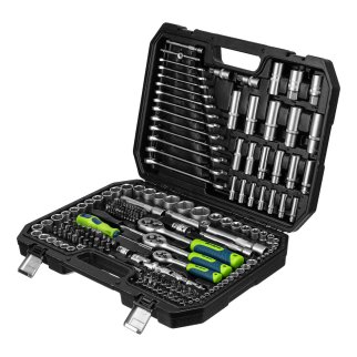 Набор инструментов 1/2&quot;, 3/8&quot;, 1/4&quot;, пластиковый кейс 215 предм. Сибртех фото