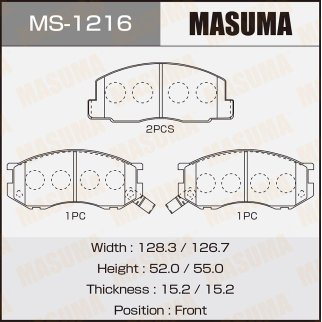 Колодки тормозные передние к-кт Masuma MS-1216 фото