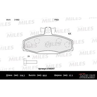 Колодки тормозные передние к-кт MILES E100317 фото
