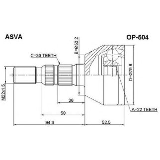 ШРУС наружный ASVA OP50-4 фото