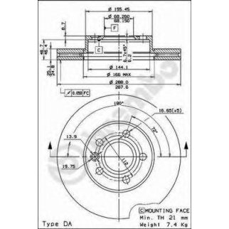 Диск тормозной brembo 09.6934.14 фото