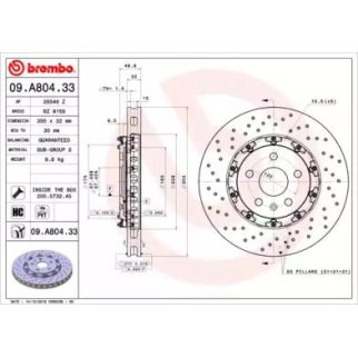Диск тормозной brembo 09.A804.33 фото