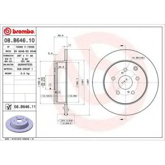 Диск тормозной brembo 08.B646.11 фото