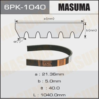 Ремень ручейковый Masuma 6PK-1040 фото