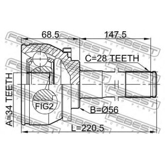 1210TER_ШРУС наружный к-кт!34 зубца Hyundai Terracan 3.5/2.9CRDi 01-06 фото
