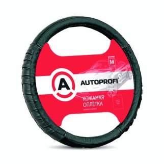 Оплетка на руль AP-470 кожаная черная фото