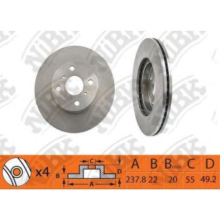 Диск тормозной передний вентилируемый NiBK RN1484 фото