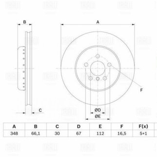 Диск торм. для а/м BMW 5 (G30) (18-)/X3 (G01) (17-)/X4 (G02) (18-) перед. d=348 (окраш) (DF 190438) фото 3