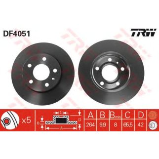 Диск тормозной задний TRW DF4051 фото