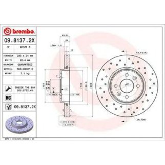 Диск тормозной brembo 09.8137.2X фото