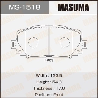 Колодки тормозные передние к-кт Masuma MS-1518 фото
