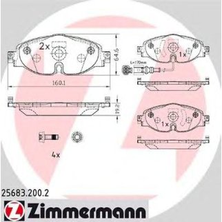 Колодки тормозные передние к-кт Zimmermann 25683.200.2 фото