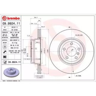 Диск тормозной brembo 09.9924.11 фото