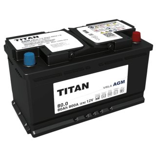 Аккумулятор TITAN AGM Stop&Go 70 А/ч Обратная R+ 278x175x190 EN720 A фото