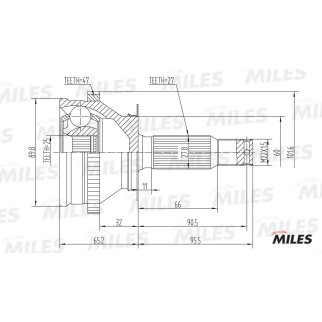ШРУС HYUNDAI SANTA FE/SONATA EF III-IV/TRAJET/KIA 2.0-2.7 98-08 нар. +ABS фото 3