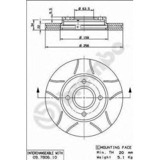 Диск тормозной brembo 09.7806.75 фото