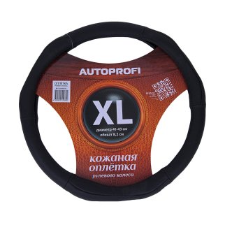 Оплетка на руль AP-1020 LUXURY кожаная черный XL фото