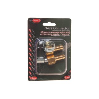 Штуцер пневматический внутр. резьба 1/4&quot;- &quot;елочка&quot; 8мм (2 шт. + хомуты) в блистере ROCK FORCE фото