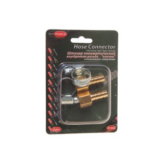 Штуцер пневматический внутр. резьба 1/4&quot;- &quot;елочка&quot; 8мм (2 шт. + хомуты) в блистере ROCK FORCE фото