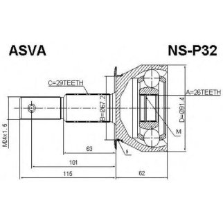 ШРУС наружный ASVA NS-P-32 фото