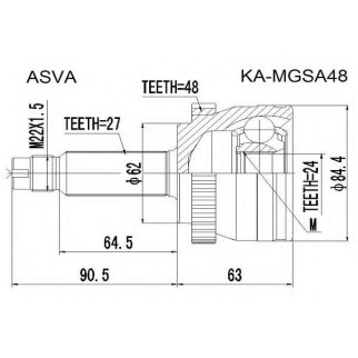 ШРУС НАРУЖНЫЙ 24x62x27 фото