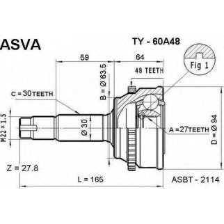 ШРУС наружный ASVA TY-6-0A48 фото