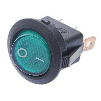 Выключатель клавишный круглый 12V 20А ON-OFF зеленый с подсветкой REXANT фото