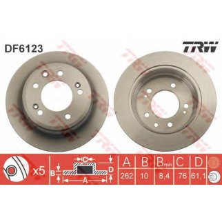 Диск тормозной задний TRW DF6123 фото