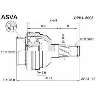 ШРУС внутренний ASVA OPIU-5003 фото