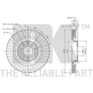 Диск тормозной передний вентилируемый NK 2047107 фото