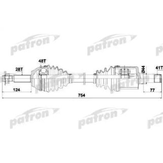 Полуось передняя левая PATRON PDS0428 фото
