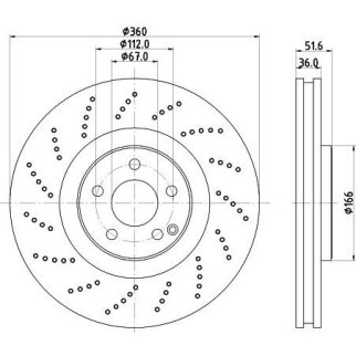 Диск торм. для а/м Mercedes CLS (W218) (10-) перед. d=360 (перф./окраш.) (DF 150001) фото 3