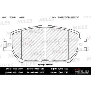 Колодки тормозные передние к-кт MILES E100227 фото