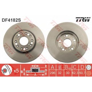 Диск тормозной TRW DF4182S фото
