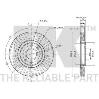 Диск тормозной передний вентилируемый NK 201927 фото