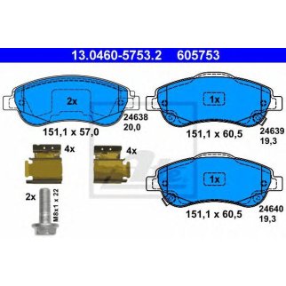 Колодки тормозные передние к-кт ATE 13.0460-5753.2 фото