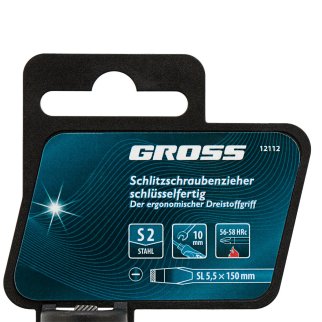 Отвертка SL5,5 x 150мм, S2, трехкомпонентная рукоятка GROSS фото 4