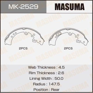 Колодки барабанные TOYOTA FORTUNER MASUMA MK-2529 фото 1 Колодки барабанные TOYOTA FORTUNER MASUMA MK-2529 фото 1