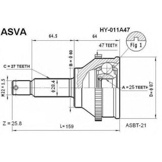 ШРУС наружный ASVA HY01-1A47 фото