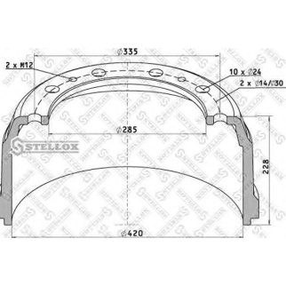 85-00036-SX_барабан тормозной !420x150/166 H=228 d=285/335 n10x24 DAF F95 фото
