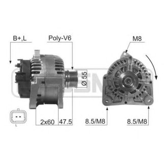 210511_генератор! 14V 110A со шкивом Nissan Primastar, Opel Movano 1.5/1.9/2.2DTI 00> фото