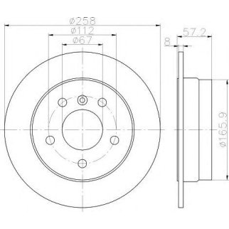 Диск тормозной задний Hella 8DD 355 111-101 фото