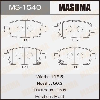 Колодки тормозные передние к-кт Masuma MS-1540 фото