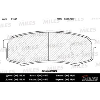 Колодки тормозные задние дисковые к-кт MILES E110212 фото