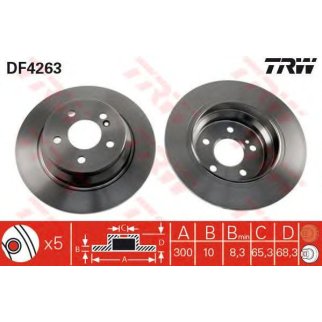 Диск тормозной задний TRW DF4263 фото