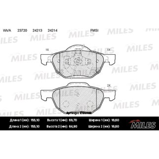 Колодки тормозные передние к-кт MILES E100162 фото