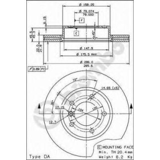 Диск тормозной brembo 09.5390.31 фото